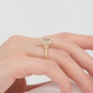 The Emma Set  With A 3 Carat Emerald 18K Yellow Gold Moissanite