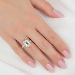 The Emma Set  With A 3 Carat Emerald 18K Yellow Gold Moissanite