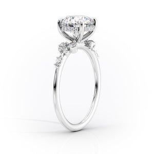 The Emma Set  With A 3 Carat Marquise 14K White Gold Moissanite