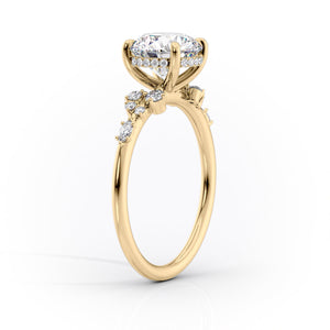 The Emma Set  With A 3 Carat Marquise 18K Yellow Gold Moissanite
