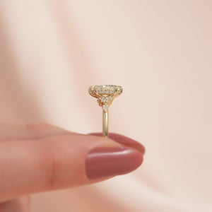 The Emma Set  With A 3 Carat Marquise 18K Yellow Gold Moissanite
