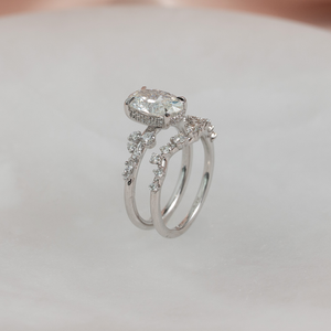 The Emma Set  With A 3 Carat Oval 14K White Gold Moissanite