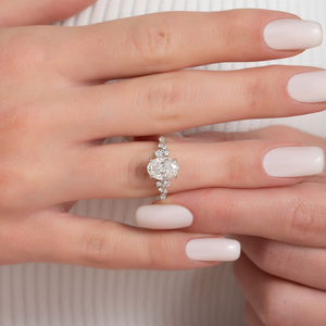The Emma Set  With A 3 Carat Oval 14K White Gold Moissanite
