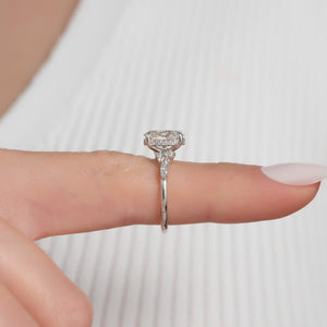 The Emma Set  With A 3 Carat Oval 14K White Gold Moissanite