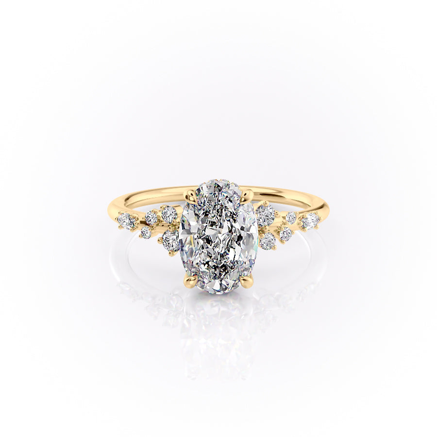 The Emma Set  With A 4.5 Carat Oval 18K Yellow Gold Moissanite