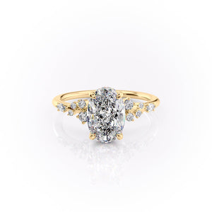 The Emma Set  With A 4.5 Carat Oval 18K Yellow Gold Moissanite