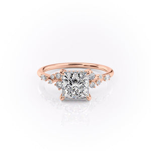 The Emma Set  With A 1.5 Carat Princess 14K Rose Gold Moissanite
