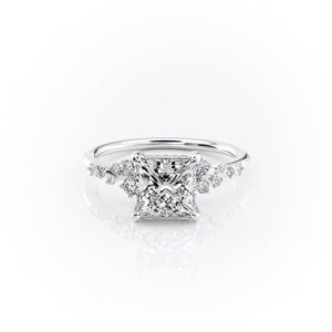 The Emma Set  With A 3 Carat Princess 14K White Gold Moissanite