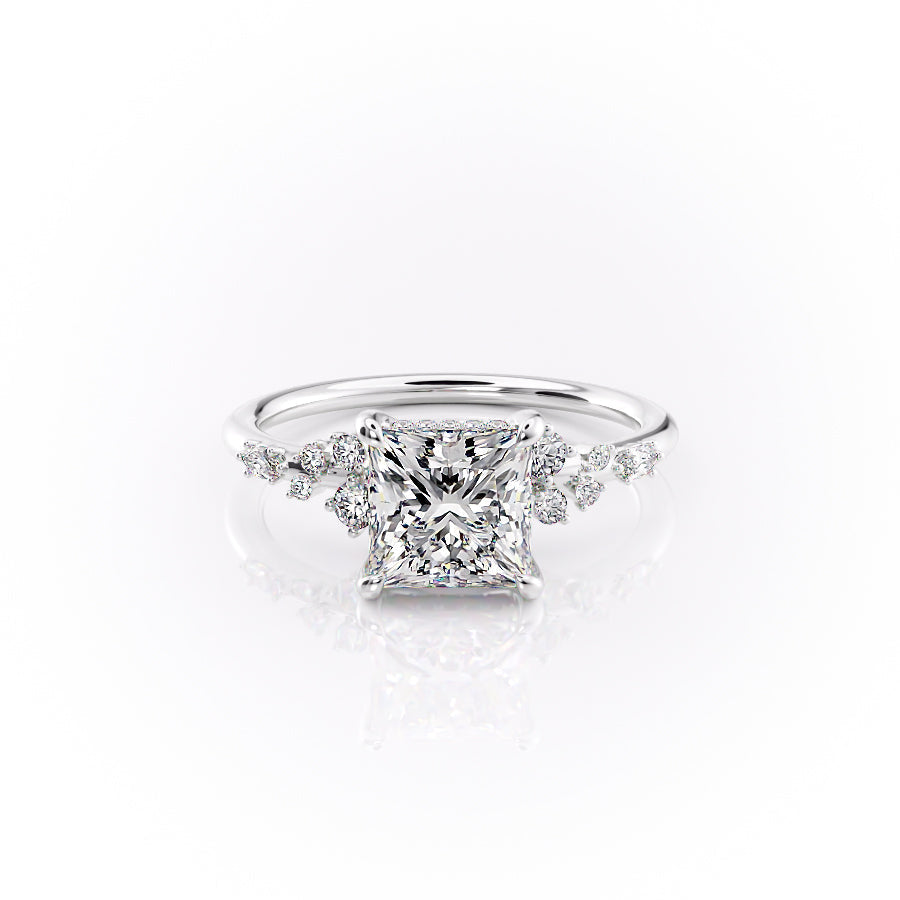 The Emma Set  With A 1 Carat Princess 14K White Gold Moissanite