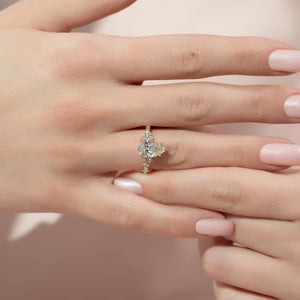 The Emma Set  With A 1 Carat Pear 18K Yellow Gold Moissanite