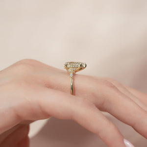 The Emma Set  With A 1 Carat Pear 14K Yellow Gold Moissanite