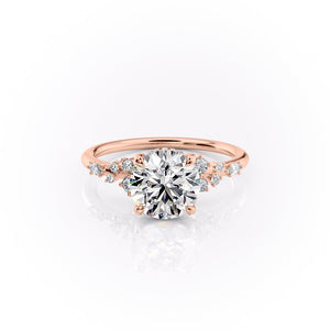 The Emma Set  With A 4 Carat Round 14K Rose Gold Moissanite