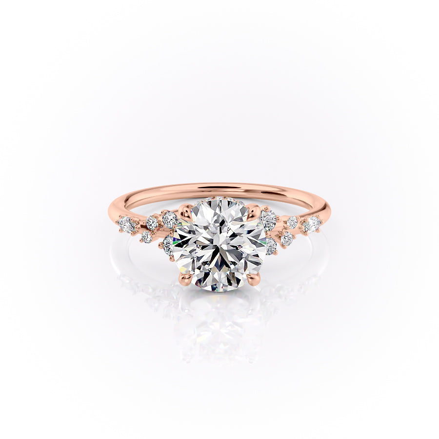 The Emma Set  With A 3.5 Carat Round 14K Rose Gold Moissanite