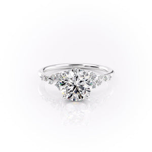 The Emma Set  With A 2 Carat Round 14K White Gold Moissanite