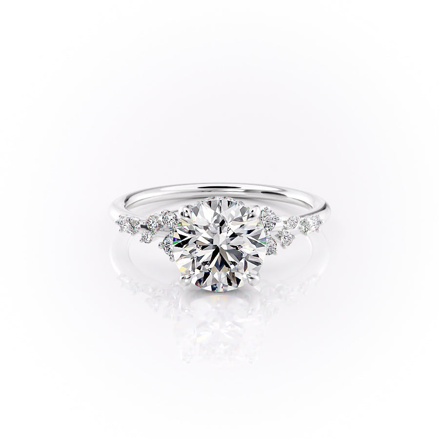 The Emma Set  With A 1.5 Carat Round 14K White Gold Moissanite