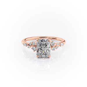 The Emma Set  With A 4 Carat Radiant 14K Rose Gold Moissanite