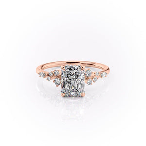 The Emma Set  With A 5 Carat Radiant 18K Rose Gold Moissanite