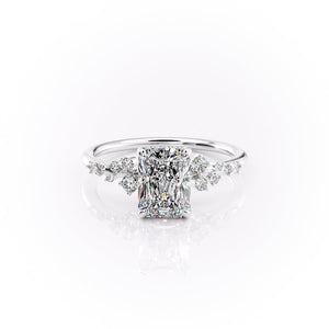 The Emma Set  With A 4 Carat Radiant 18K White Gold Moissanite