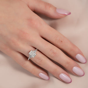 The Emma Set  With A 4 Carat Radiant 18K White Gold Moissanite