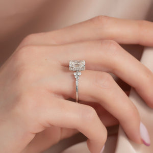 The Emma Set  With A 4 Carat Radiant 18K White Gold Moissanite