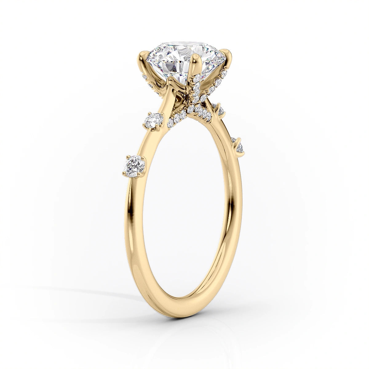 The Serena Set With A 1 Carat Cushion 18K Yellow Gold Lab Diamond