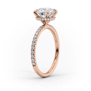 The Pave Alex Set With A 1 Carat Cushion 14K Rose Gold Lab Diamond