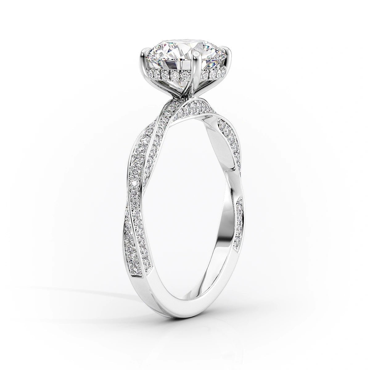 The Caroline Set  With A 5 Carat Radiant 18K White Gold Moissanite