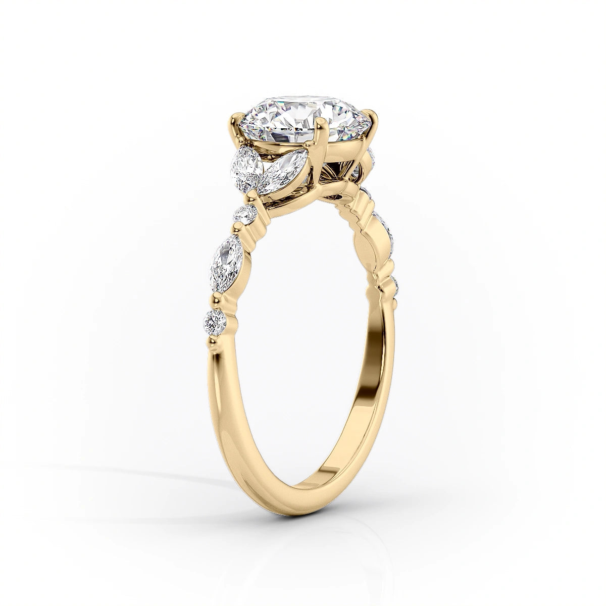 The Chelsea Set  With A 3 Carat Princess 18K Yellow Gold Moissanite