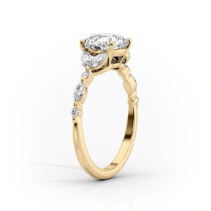 The Chelsea Set  With A 3 Carat Emerald 18K Yellow Gold Moissanite