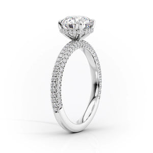 The Celine Set With A 1.5 Carat E. Cushion 18K White Gold Lab Diamond