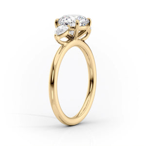 The Lauren Set  With A 3 Carat Cushion 18K Yellow Gold Moissanite