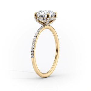 The Crown Kamellie Set  With A 1.5 Carat Cushion 14K Yellow Gold Moissanite