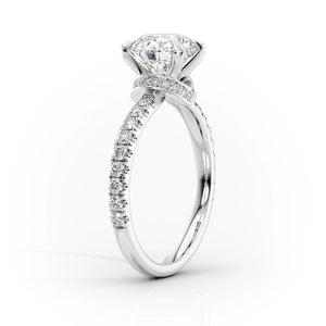 The Sofia Set  With A 3 Carat Oval 14K White Gold Moissanite