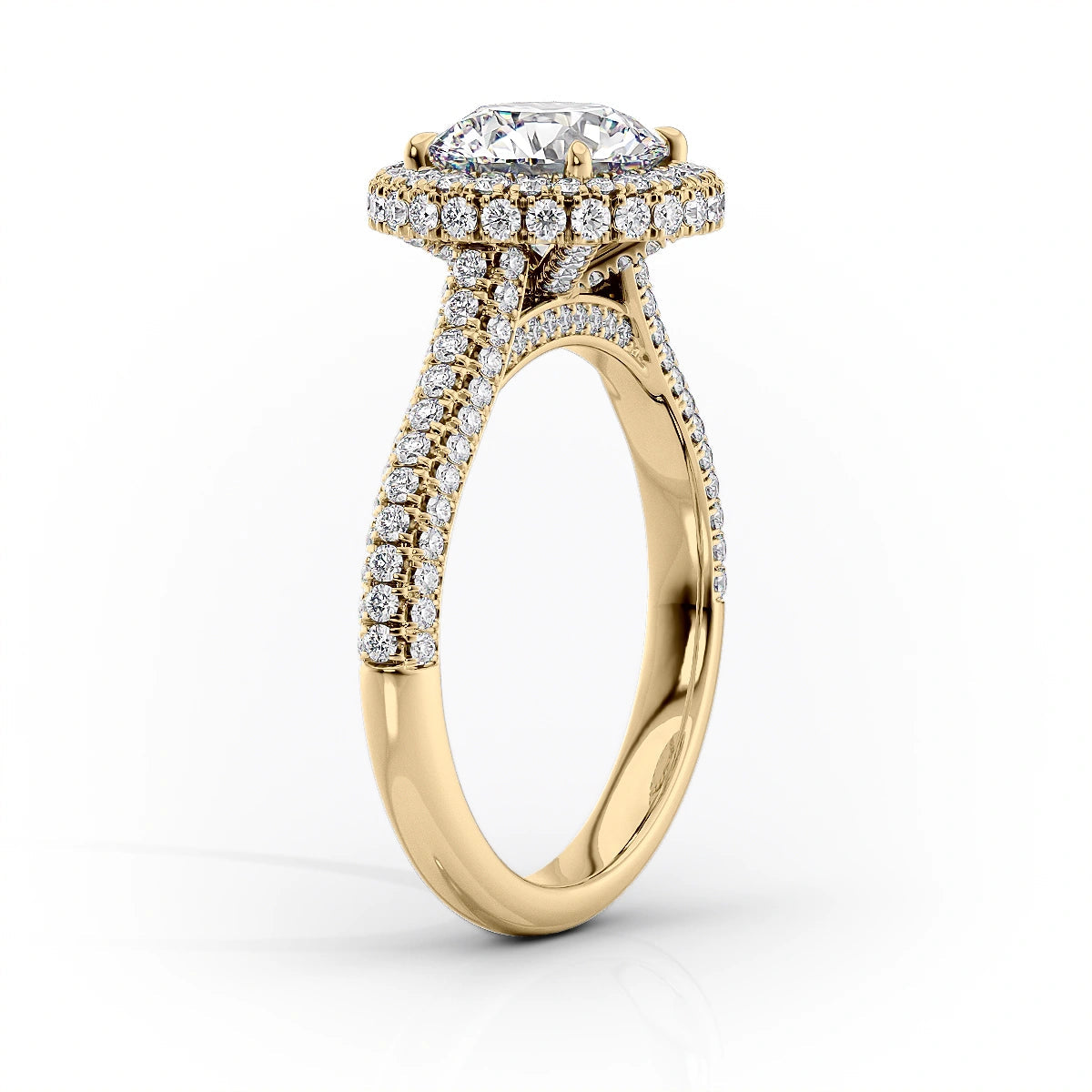 The Kylie Set  With A 3 Carat Princess 18K Yellow Gold Moissanite