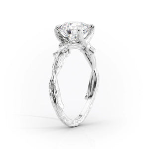 The Textured Twig Set  With A 2.5 Carat Princess 18K White Gold Moissanite