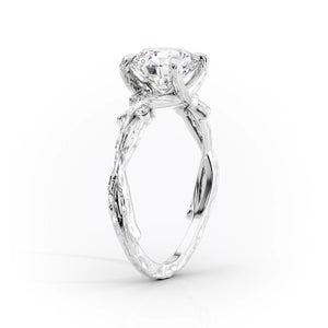 The Textured Twig Set  With A 1 Carat Marquise 18K White Gold Moissanite