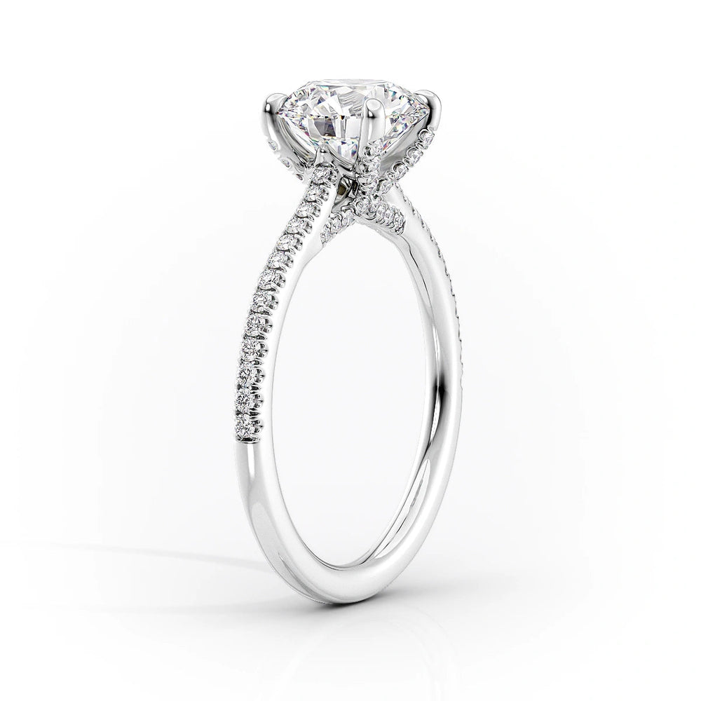 The Pave Claire Set  With A 5 Carat Princess 18K White Gold Moissanite