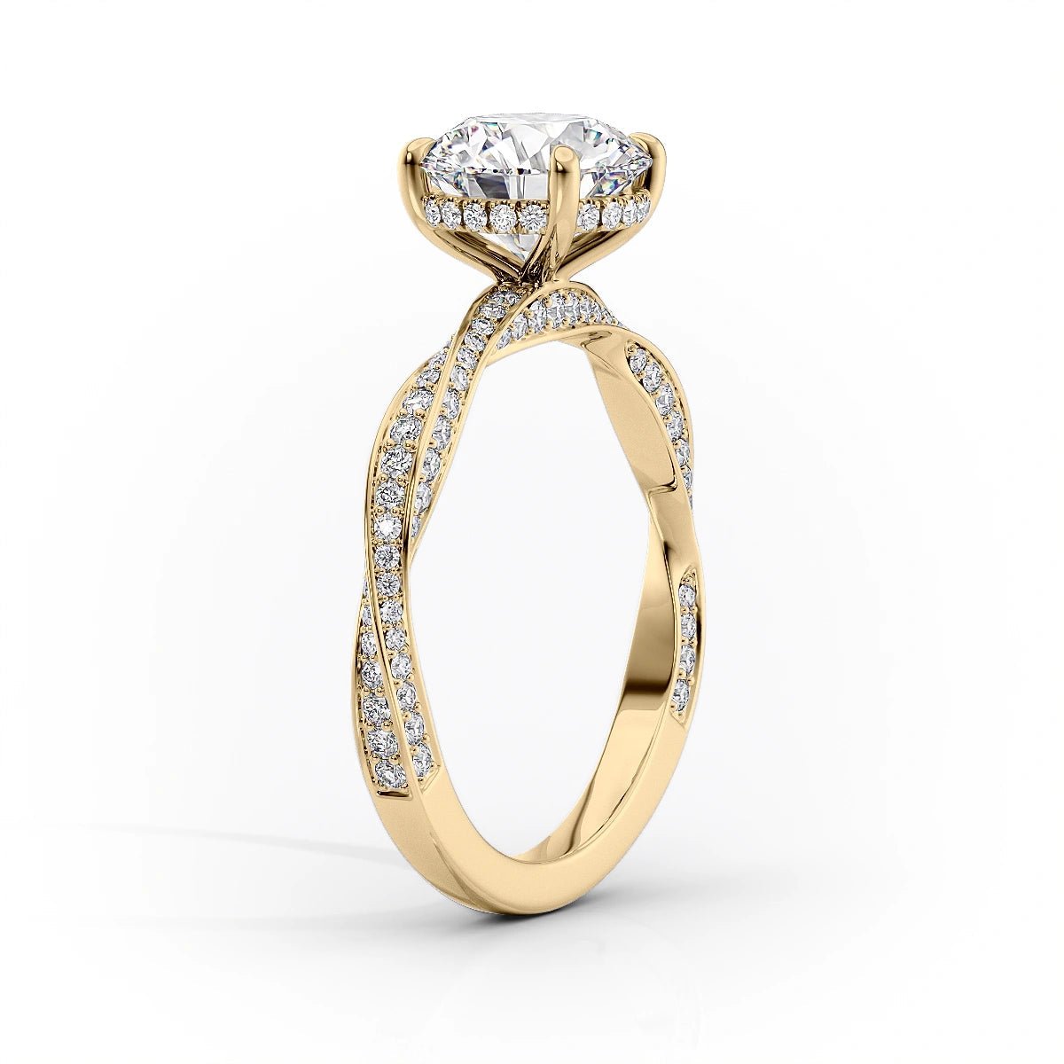 The Caroline Set  With A 5 Carat Oval 18K Yellow Gold Moissanite