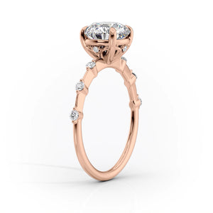 The Penelope Set  With A 4.5 Carat Princess 14K Rose Gold Moissanite