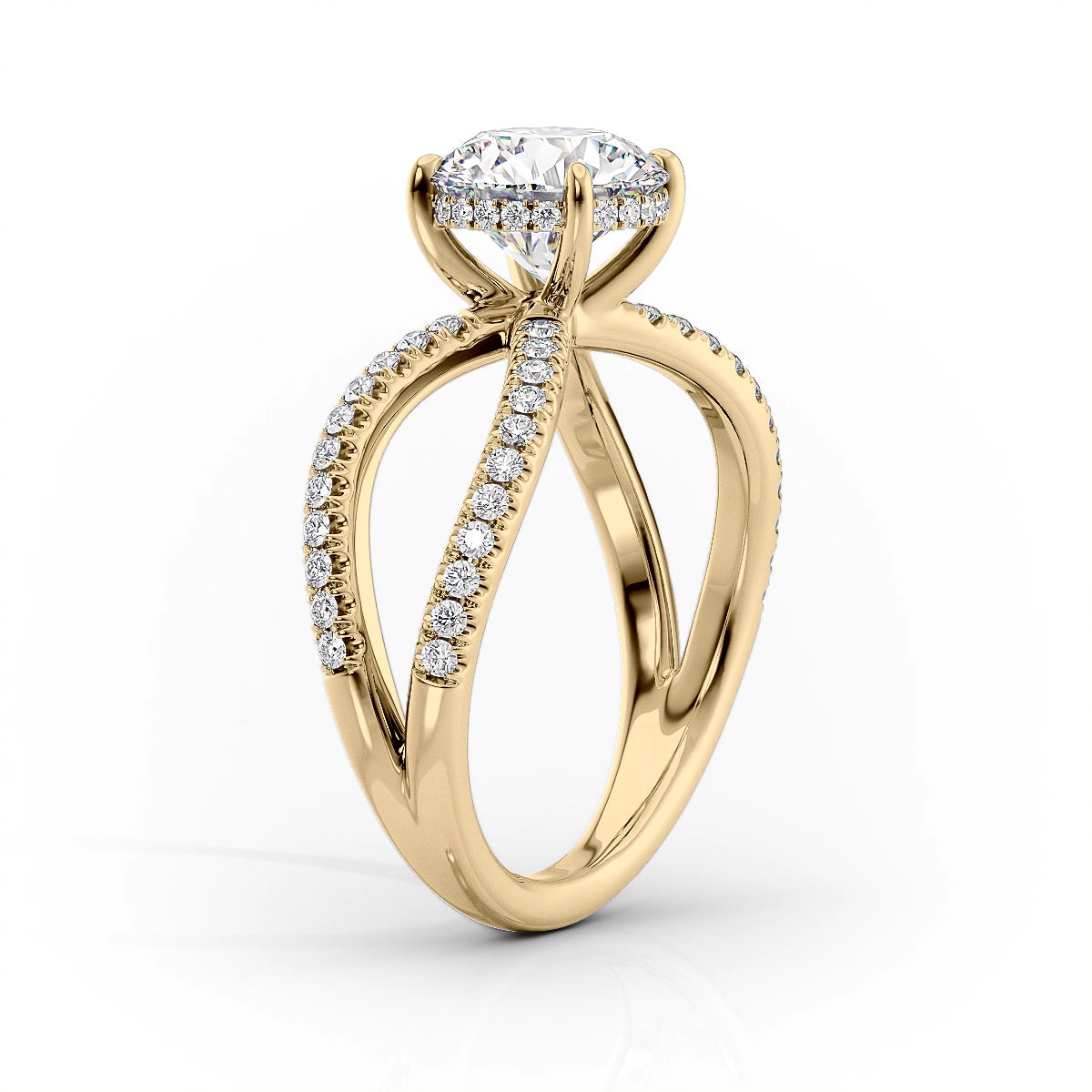 The Zoey Set With A 1 Carat Cushion 18K Yellow Gold Lab Diamond