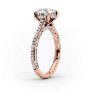 The Rachel Set  With A 3 Carat Emerald 14K Rose Gold Moissanite