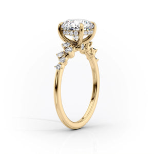The Mia Set With A 2.5 Carat Cushion 18K Yellow Gold Lab Diamond