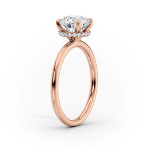 The Alex Set Solitaire  With A 1 Carat Emerald 18K Rose Gold Moissanite