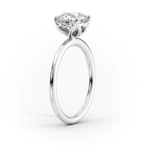The Pave Alison Set  With A 1 Carat Emerald 14K White Gold Moissanite