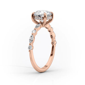 The Lindsey Set With A 2 Carat Emerald 18K Rose Gold Lab Diamond