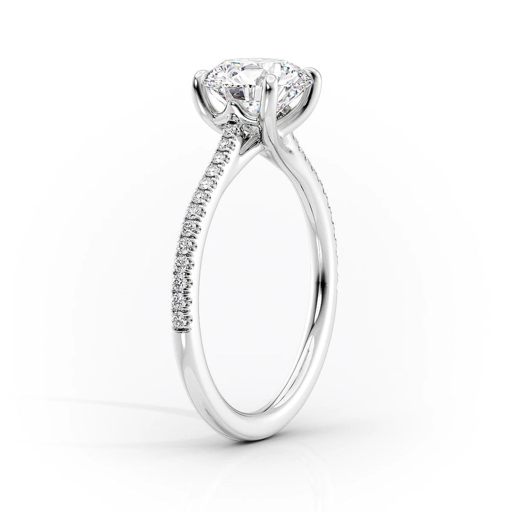 The Pave Lexie Set  With A 5 Carat Oval 14K White Gold Moissanite