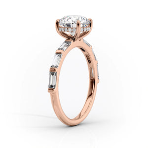 The Hailey Set  With A 2.5 Carat Pear 14K Rose Gold Moissanite