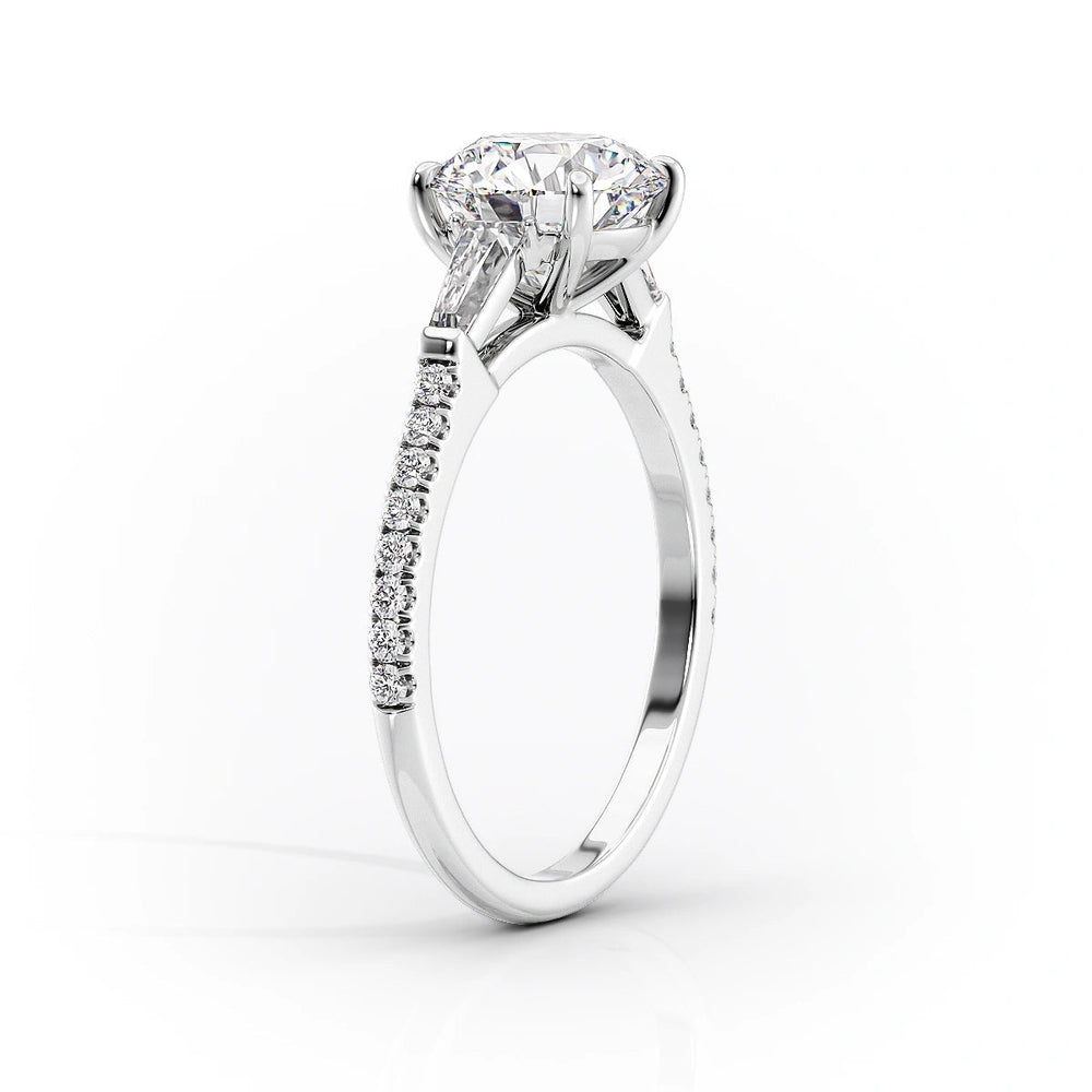 The Pave Liv Set  With A 4 Carat Marquise 14K White Gold Moissanite