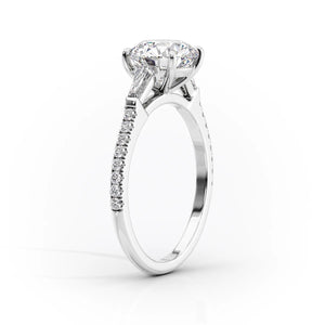 The Pave Liv Set  With A 3 Carat Round 18K White Gold Moissanite
