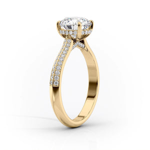 The Kayla Set  With A 3 Carat Cushion 18K Yellow Gold Moissanite